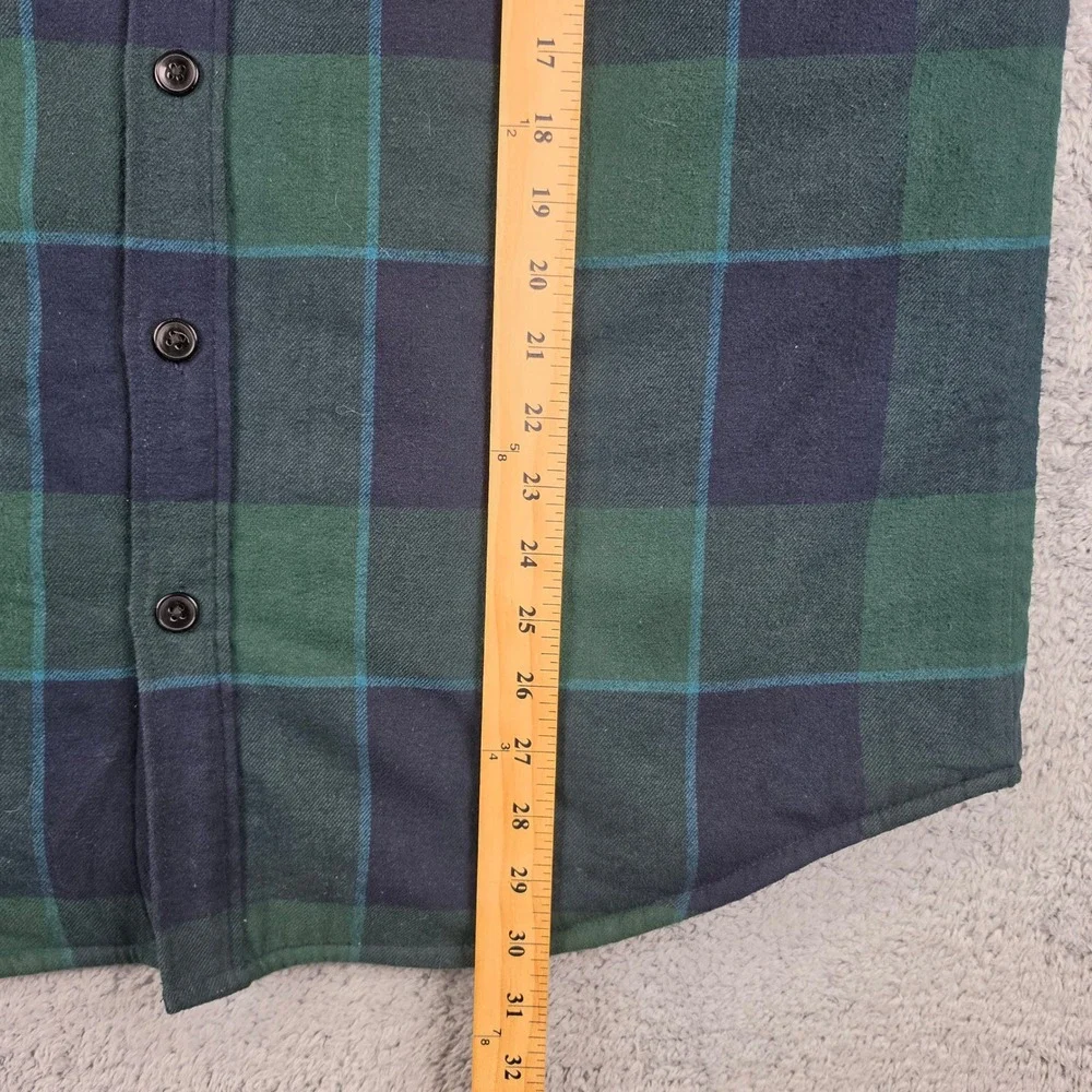 J Crew Shirt Sherpa Jacket Mens Large Green Blue Plaid Lined Flannel Shacket